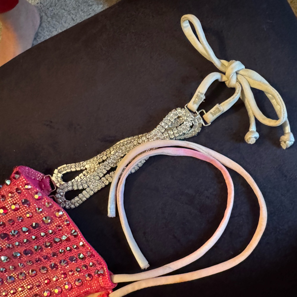 Competition Bikini. Ravish Sands Coral/Pink Rhinestone Bikini Set - Picture 13 of 15